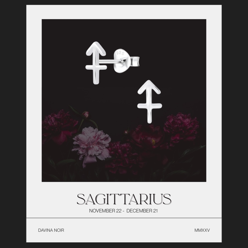 Sagittarius Zodiac 925 Sterling Silver Tiny Earrings